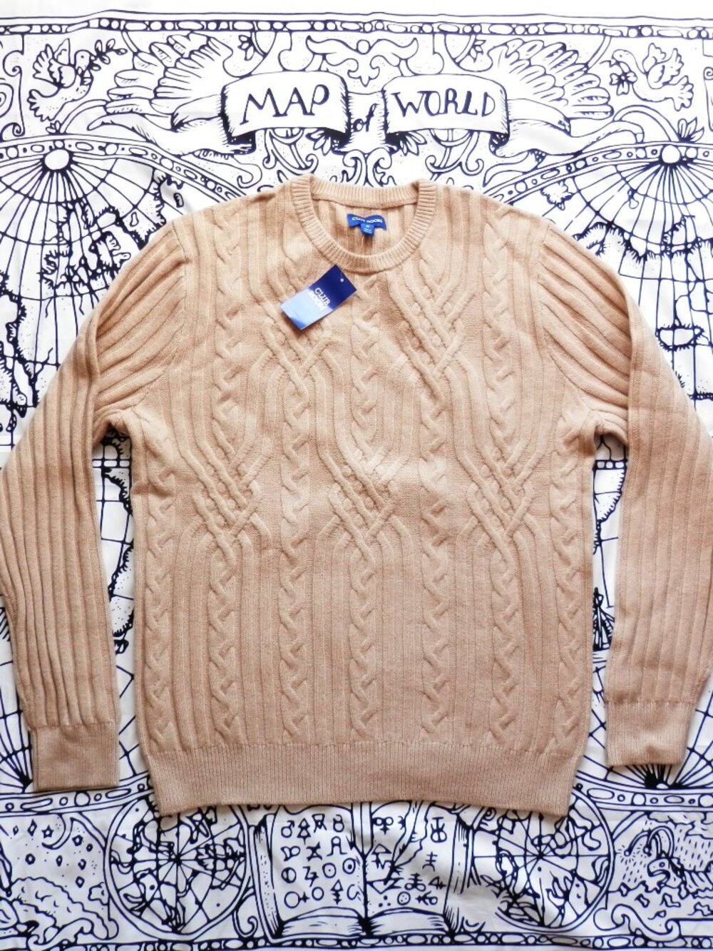 Club Room Men's Novelty Stitch Cable Knit Crewneck Sweater NWT, Size M